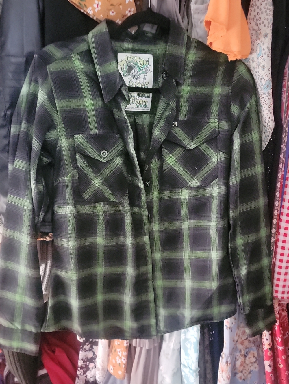 Dixxon Green and Black Plaid Button-Up Shirt